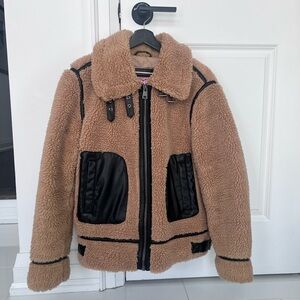 Levi’s Tan and Black Women’s Teddy and Leather Jacket